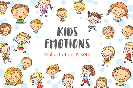 Doodle kids various emotion set, a Person Illustration by Bubert Art
