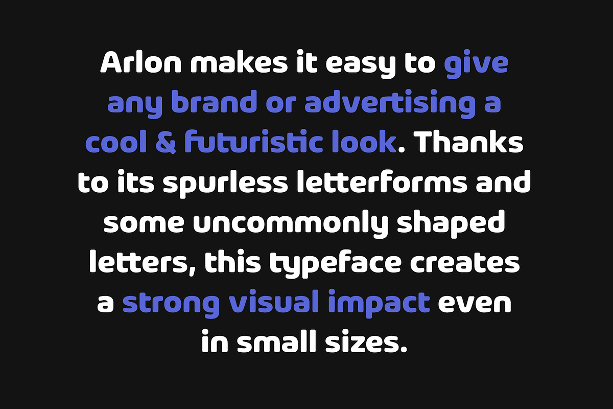 Arlon – Futuristic Font Family, a Sans Serif Font by Marc Lohner (Photo 2 of 8)