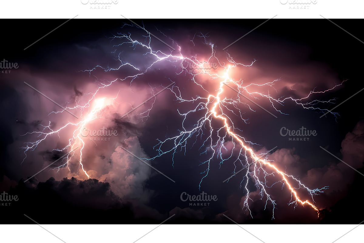 Thunderstorm lightning. Perfect for, an Illustration by Lukas Jonaitis SHOP