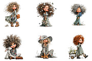 Boho Girl Clipart Bundle, a Seasonal Illustration by CreationArt (Thumbnail 3 of 5)