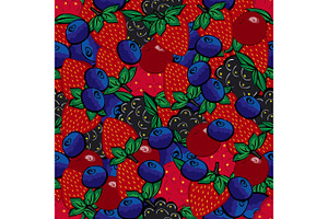 Seamless pattern with different berries. 