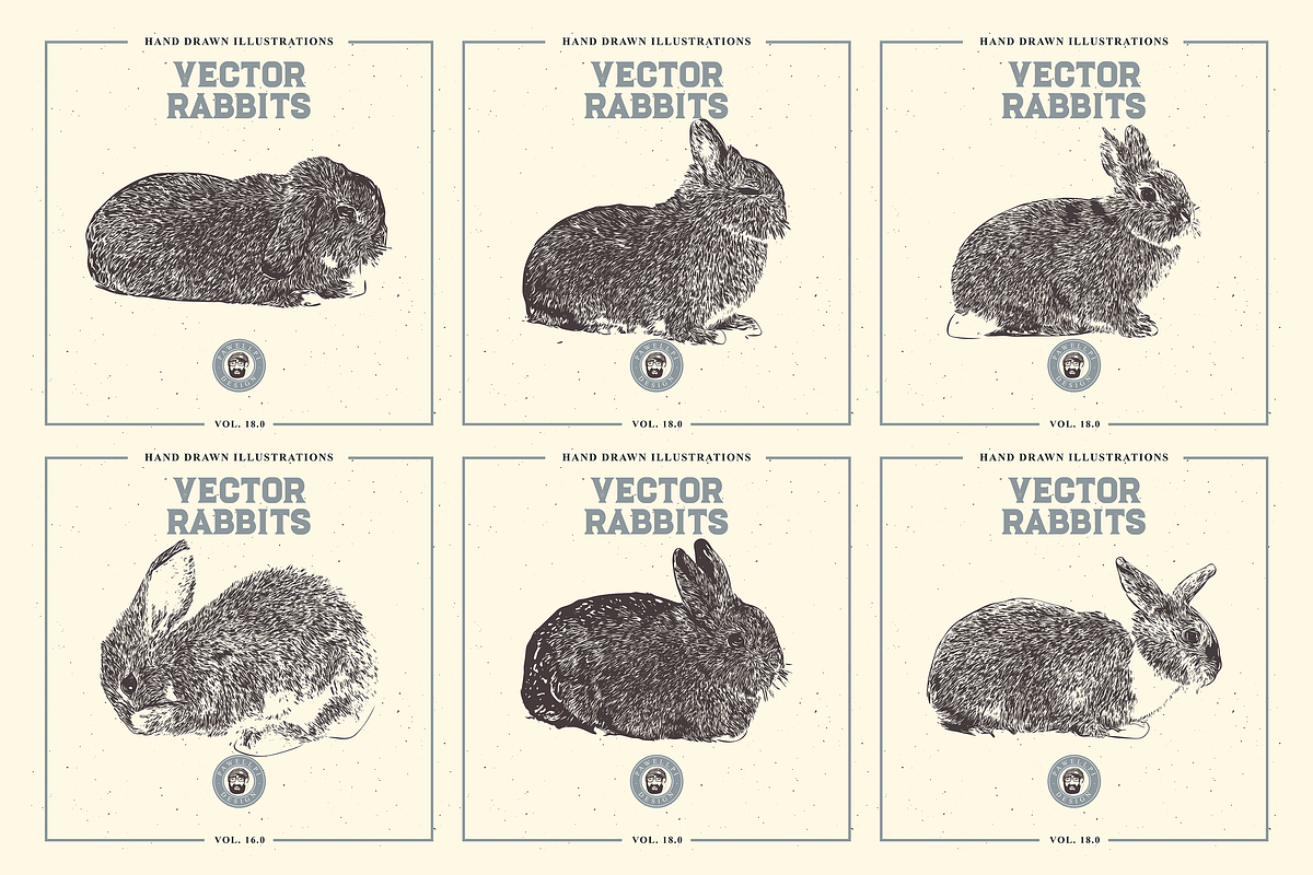 VECTOR RABBITS HAND DRAWN BUNDLE v18, an Animal Illustration by pawellpi (Photo 6 of 7)