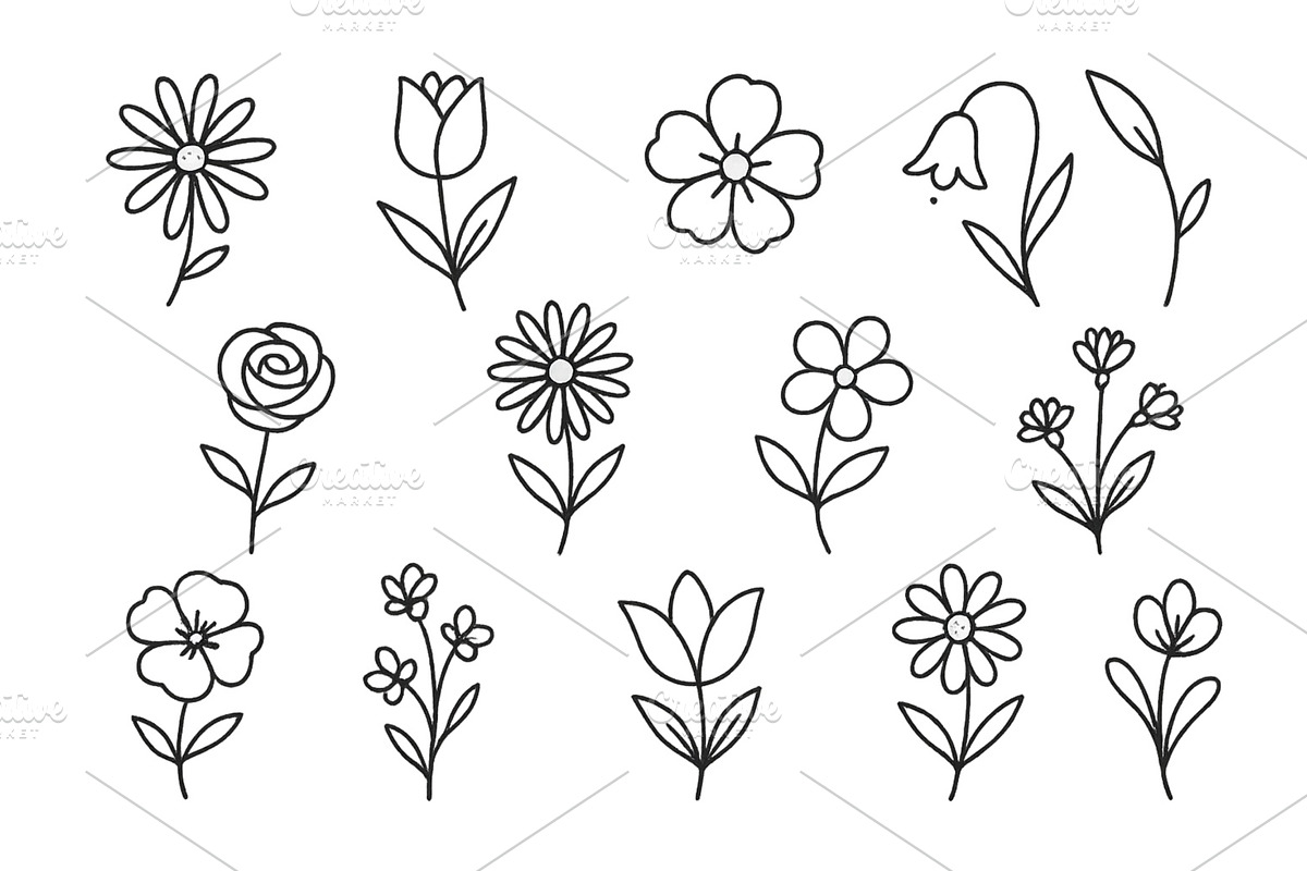 Variety of hand-drawn floral designs, an Illustration by ZinetroN