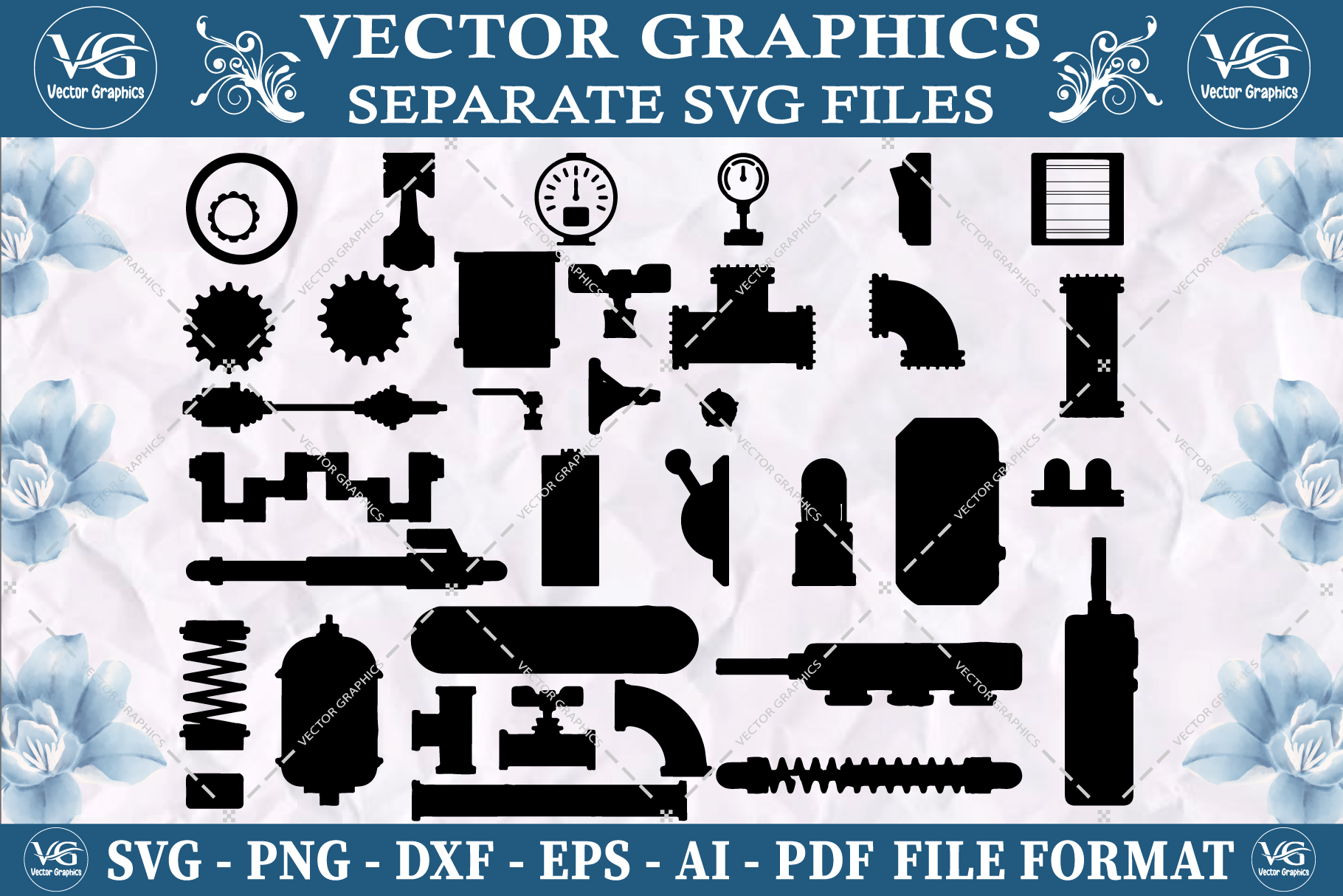 machine parts SVG vector design bundle