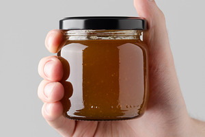 Apricot jam jar mockup JPEG, a Food & Drink Photo by Shablon