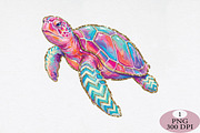 Coquette Summer Sea Turtle Png, an Illustration by Daily.Designs (Thumbnail 1 of 5)