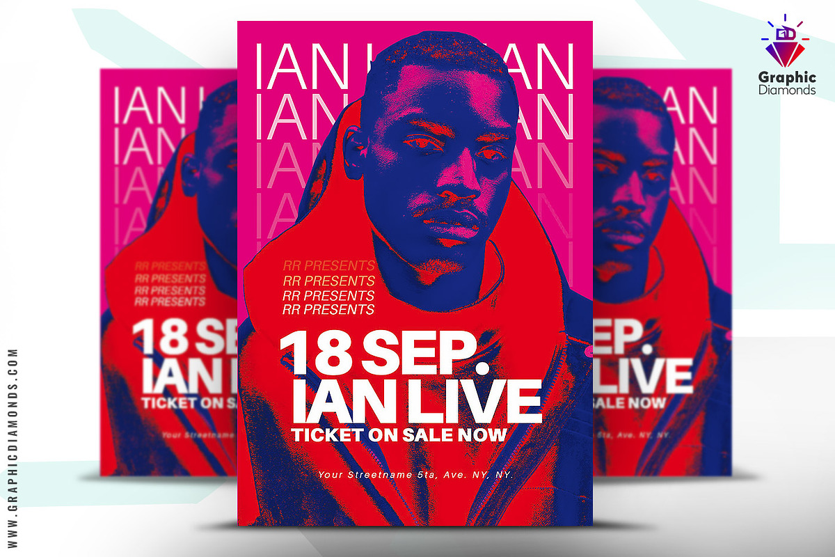 Music Flyer Template, a Flyer Template by GraphicDiamonds (Photo 1 of 6)