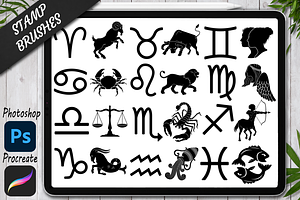 Zodiac Sign Brushes Stamp Procreate.