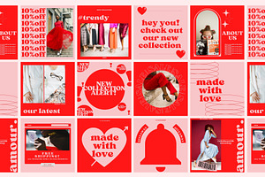 Instagram Templates Red&Pink