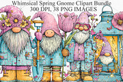 Whimsical Spring Gnome Clipart PNG, an Illustration by Canvas Craft (Thumbnail 1 of 7)