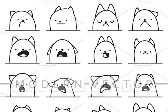 Set 20 Doodle Emotions Cats
