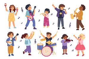 Kids music orchestra. Children with, a Person Illustration by YummyBuum