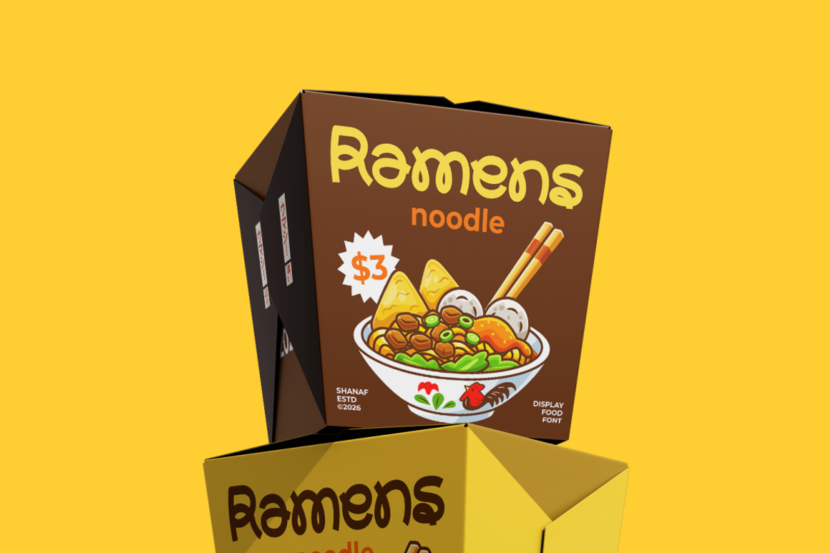Noodle Factory Curly Food Font, a Font by PutraCetol Studio (Photo 3 of 5)