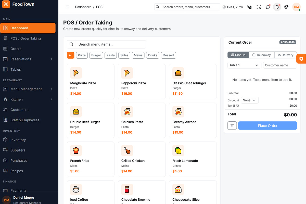 FoodTown Restaurant Admin Dashboard, a HTML Template by Helenshop (Photo 3 of 3)