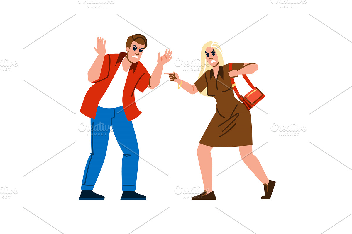 Angry couple arguing and fighting, a Person Illustration by pikepicture