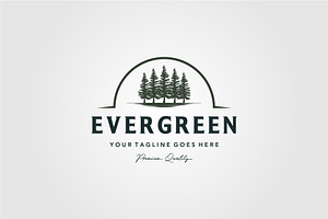 Pine Trees Evergreen Vintage Logo