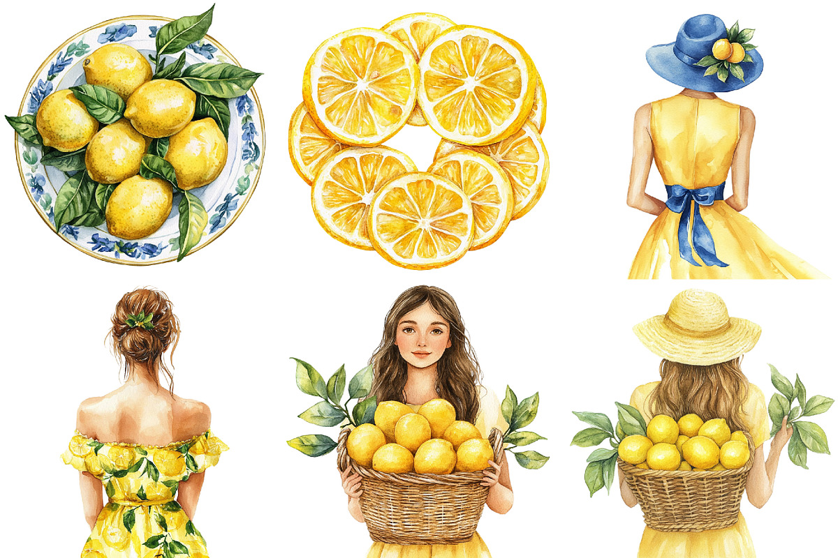 Watercolor Lemon Addiction Clipart, an Illustration by CitraGraphics (Photo 3 of 5)