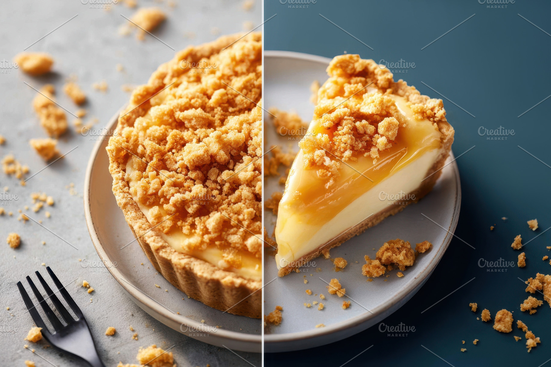 Delicious lemon tart with crumbly topping, a Food & Drink Photo by AlyaAnd