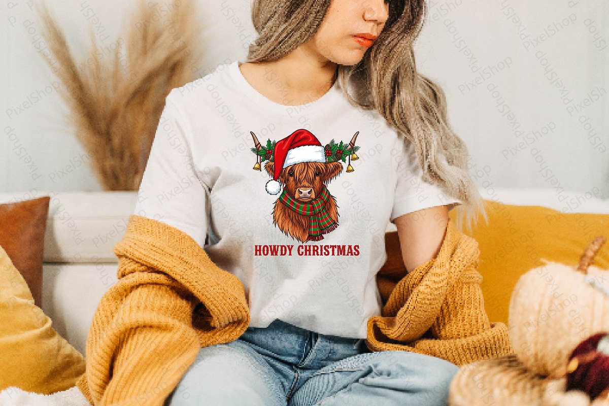 Highland Cow Merry Christmas PNG, an Illustration by DreamPrint404 (Photo 7 of 7)
