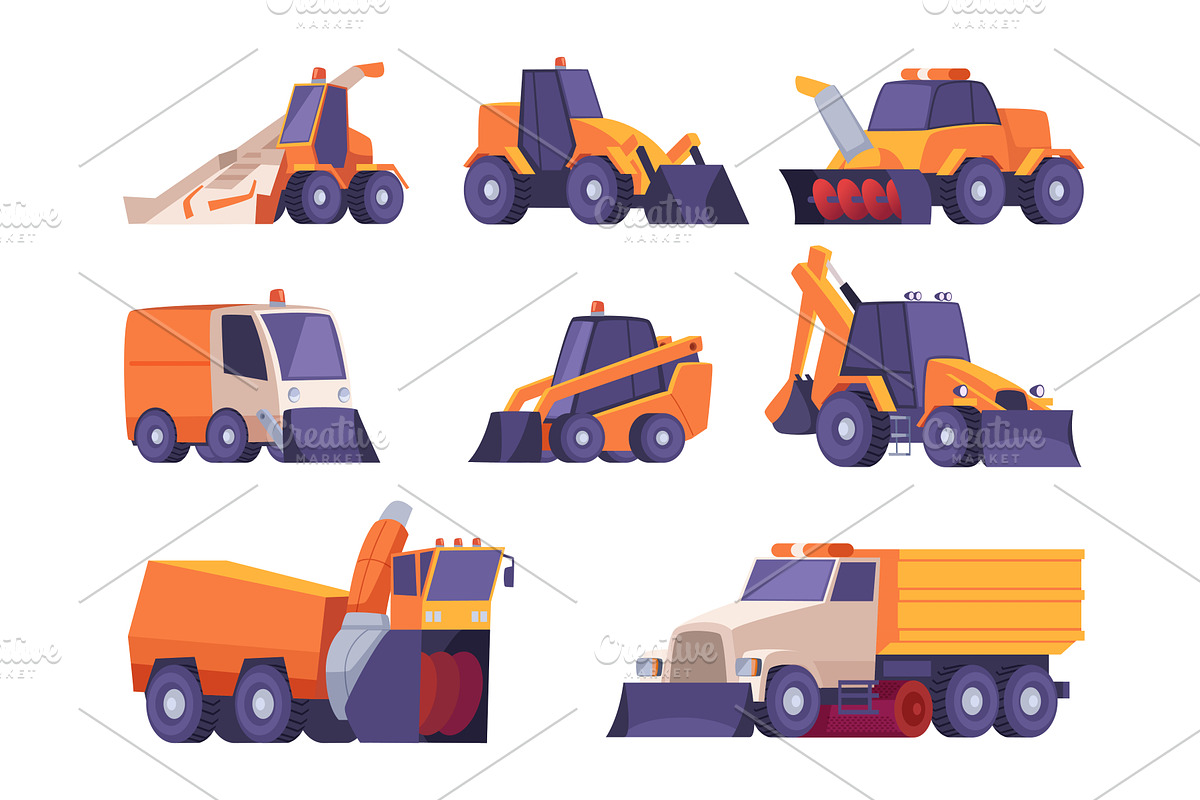 Snow removal. Urban vehicles for, a Transportation Illustration by Onyx