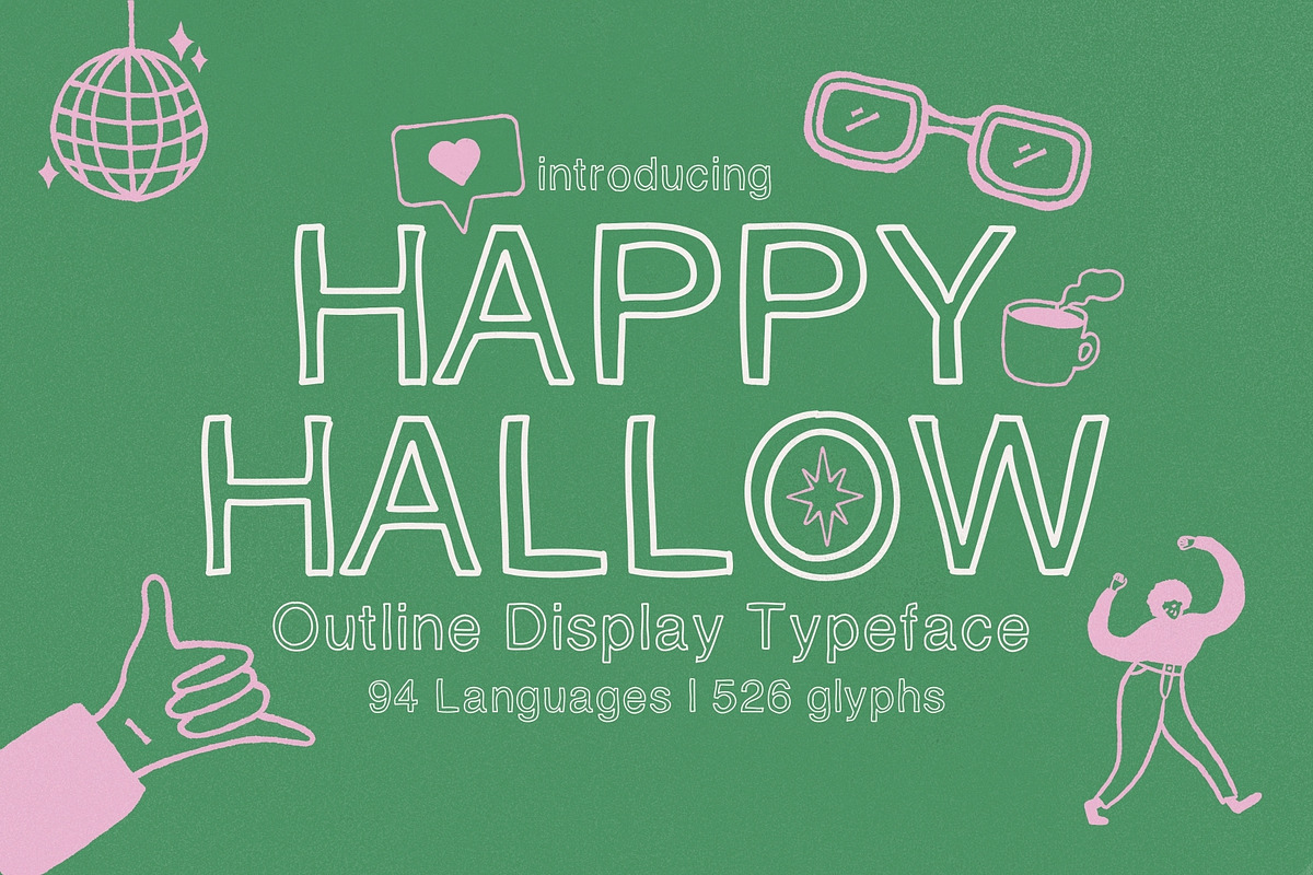 Happy Hallow - Outline Display Type, a Handwritten Font by HipFonts (Photo 1 of 9)