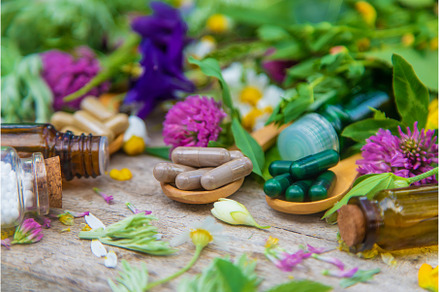 Homeopathy herbs and medicine pills, a Health & Medical Photo by yanadjana