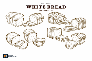 White Bread Hand Drawn Illustration, an Object Graphic by putra_purwanto