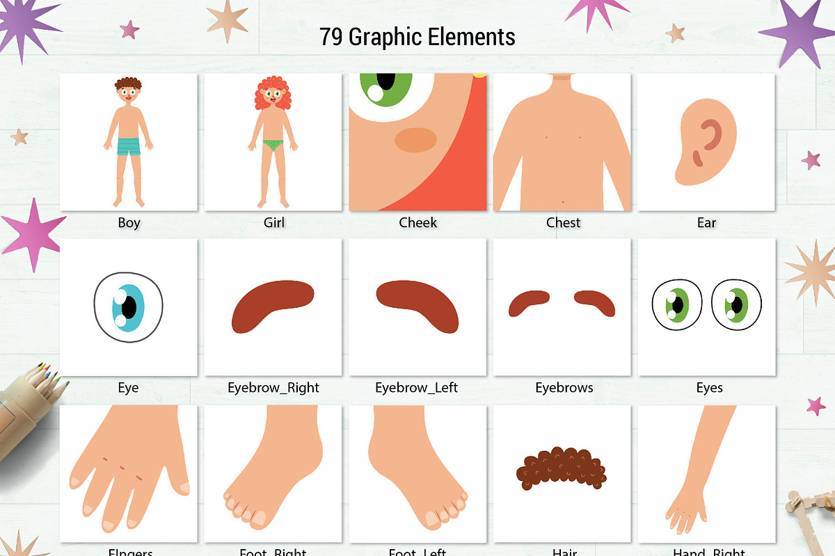Body Parts Activity Pages, an Education Illustration by Gulnara Sabirova (Photo 10 of 12)