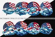 Shark 4th of July Clipart, a Graphic by Artnoy (Thumbnail 2 of 5)