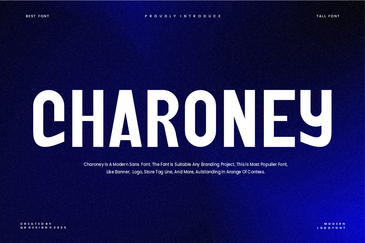 Charoney - Modern Sans Font, a Sans Serif Font by QR Design Studio (Photo 1 of 6)
