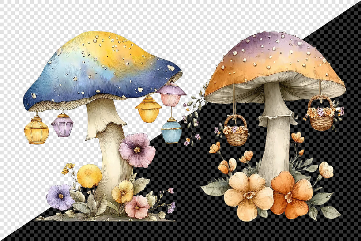 Whimsical Easter Mushroom Clipart, an Illustration by Creative Art (Photo 3 of 7)