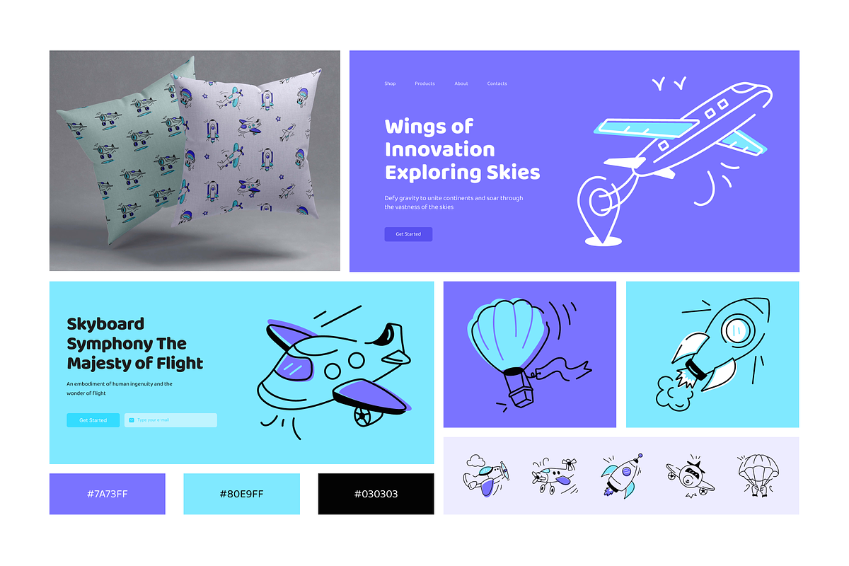 Animated Aircraft Doodle Set, a Duotone Icon by Vectors Market (Photo 4 of 9)