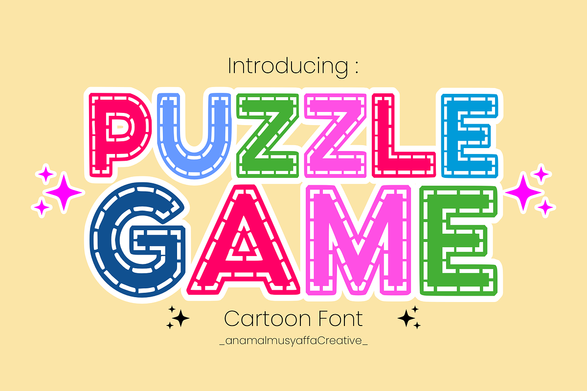 Puzzle Game - Game Font Types, a Font by KiddoGlyphs Studio (Photo 1 of 4)
