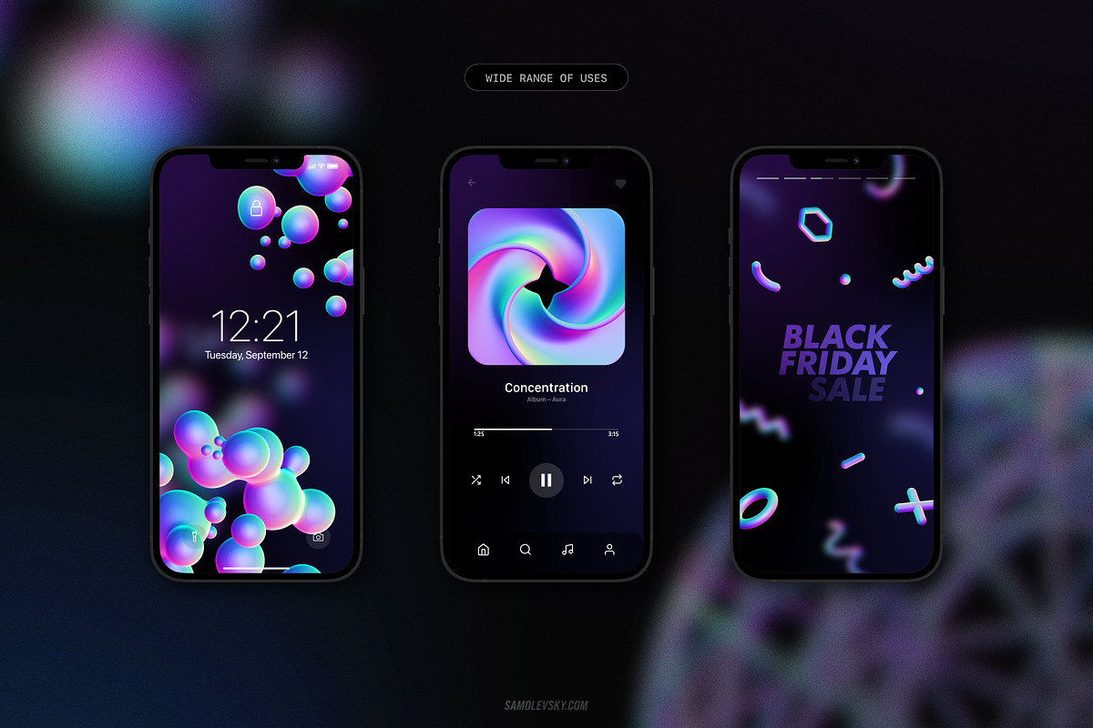 Holographic 3D shapes collection, an Object Graphic by Samolevsky (Photo 3 of 13)