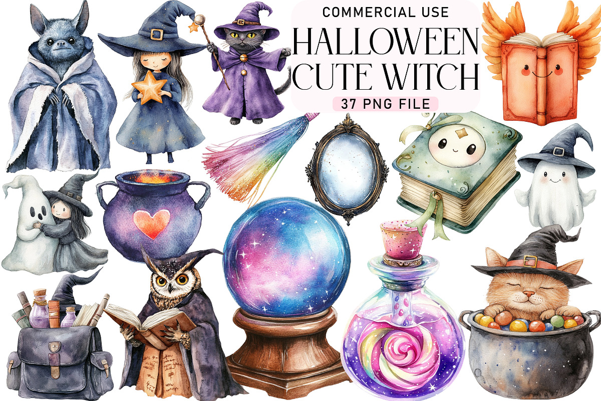 Cute Witch Clipart, an Illustration by Daily.Designs (Photo 1 of 5)
