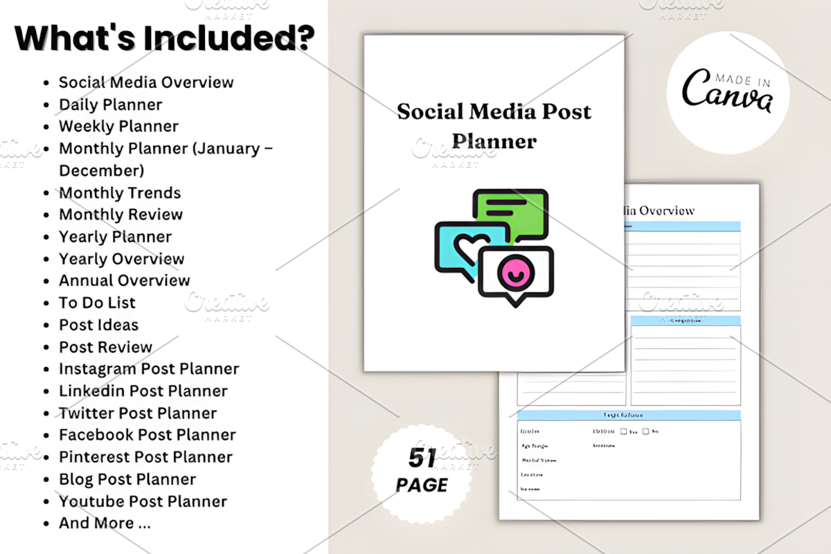 Social Media Post Planner Canva Temp, a Social Media Template by Design Station (Photo 6 of 9)