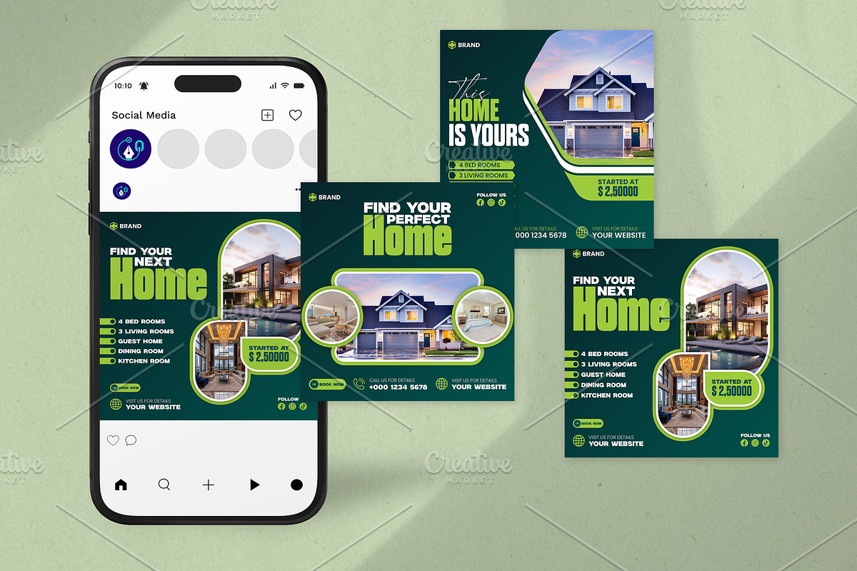 Real estate social media template, a Social Media Template by vectorlnk (Photo 2 of 5)