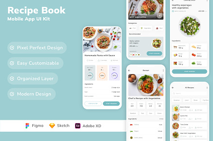 Recipe Book Mobile App UI Kit, an UI Kit Template by Betush