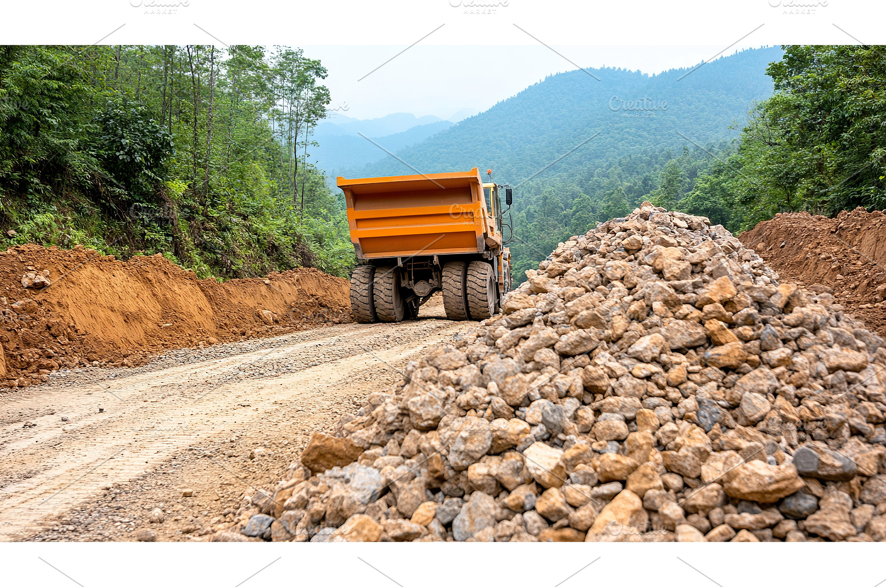 Heavy duty construction truck on, an Industrial Photo by Lermont51