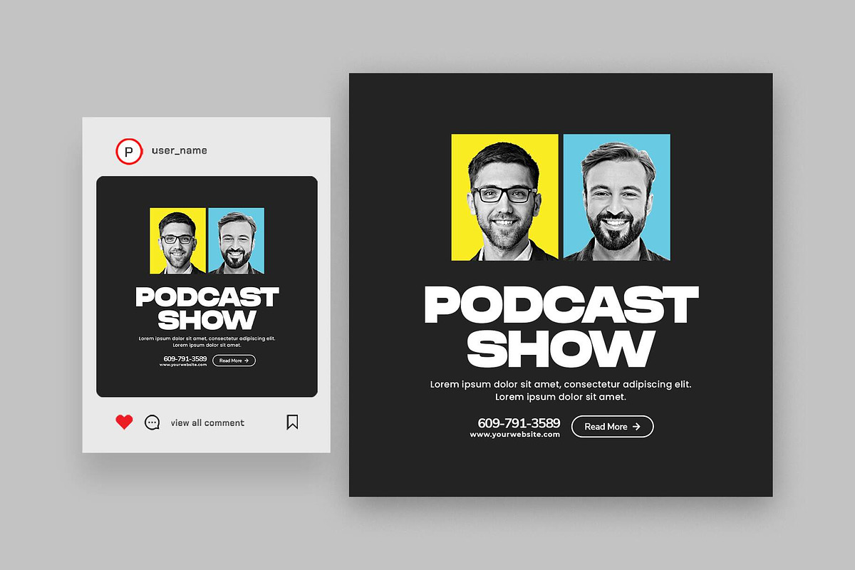 Dark Themed Podcast / Talk Show Post, a Social Media Template by Saman Osama (Photo 2 of 4)