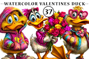 Valentines duck clipart, an Illustration by CreationArt