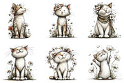 Spring Cat White Floral Clipart, an Illustration by CraftArtStudio (Thumbnail 5 of 6)