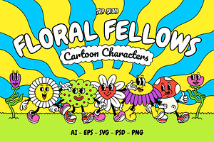 Floral Fellows Cartoon Characters, an Illustration by The Isian