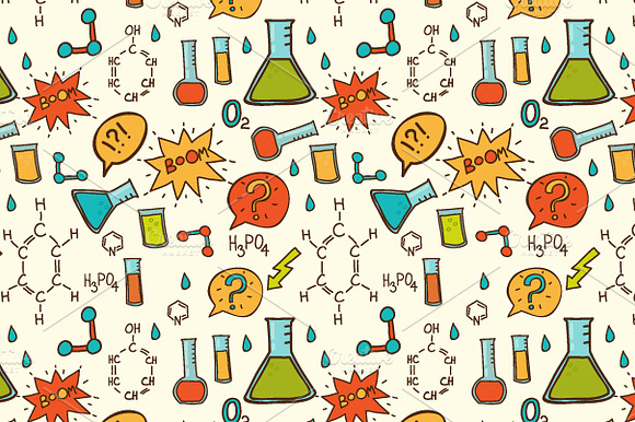 Vector cartoon chemistry pattern. preview 2