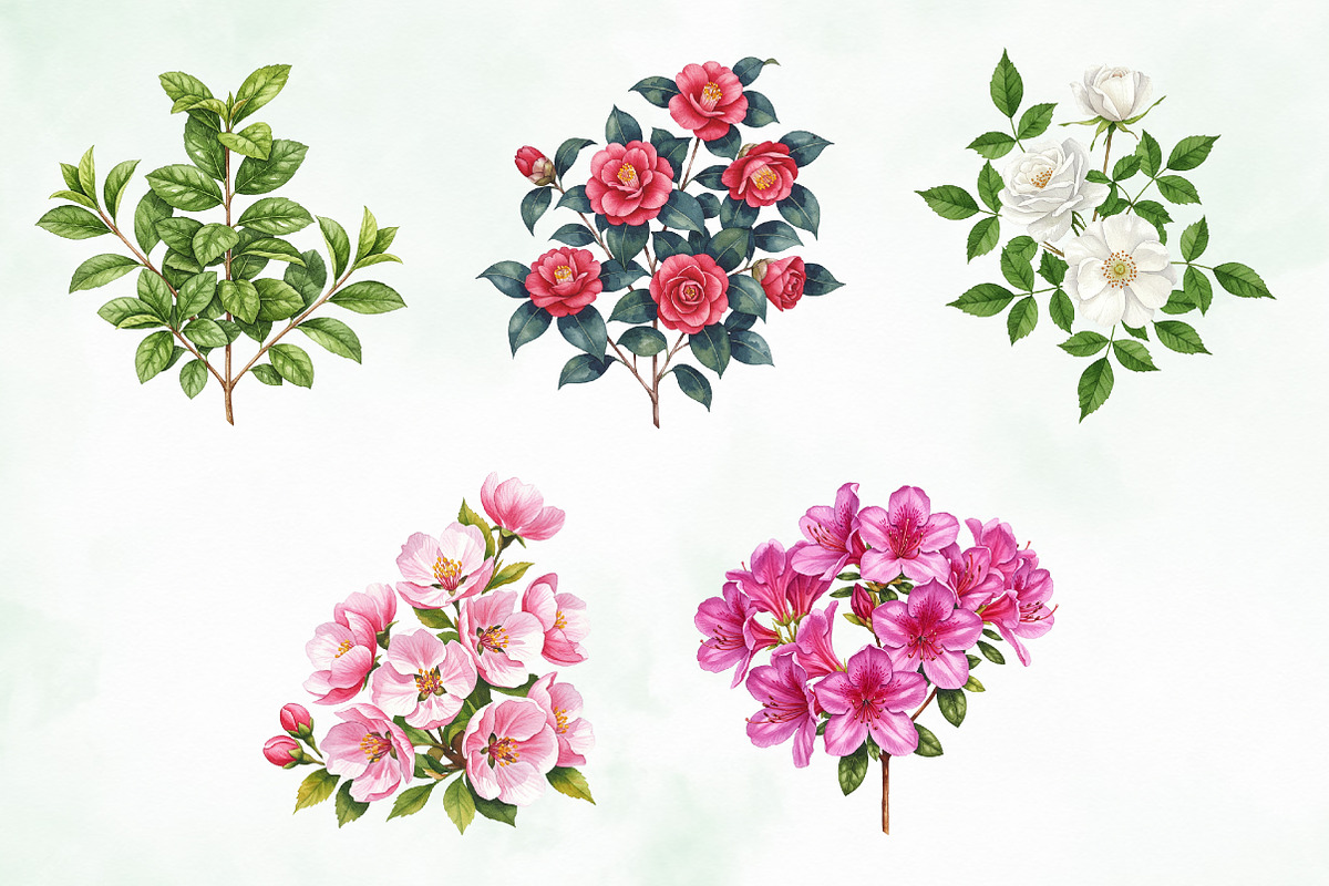 Watercolor Bushes Clipart Bundle, an Illustration by Creative Art (Photo 3 of 10)