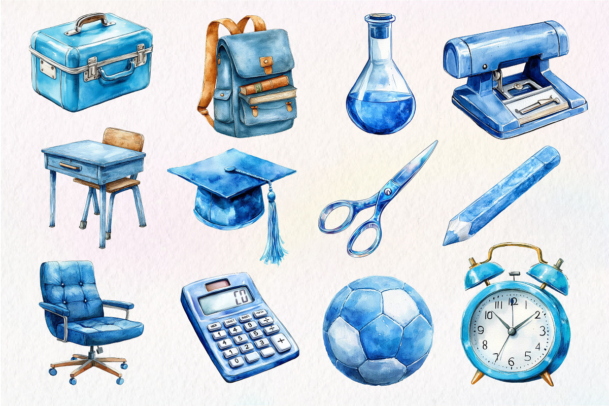 Blue School Clipart PNG, an Illustration by Dream Creation (Photo 3 of 4)