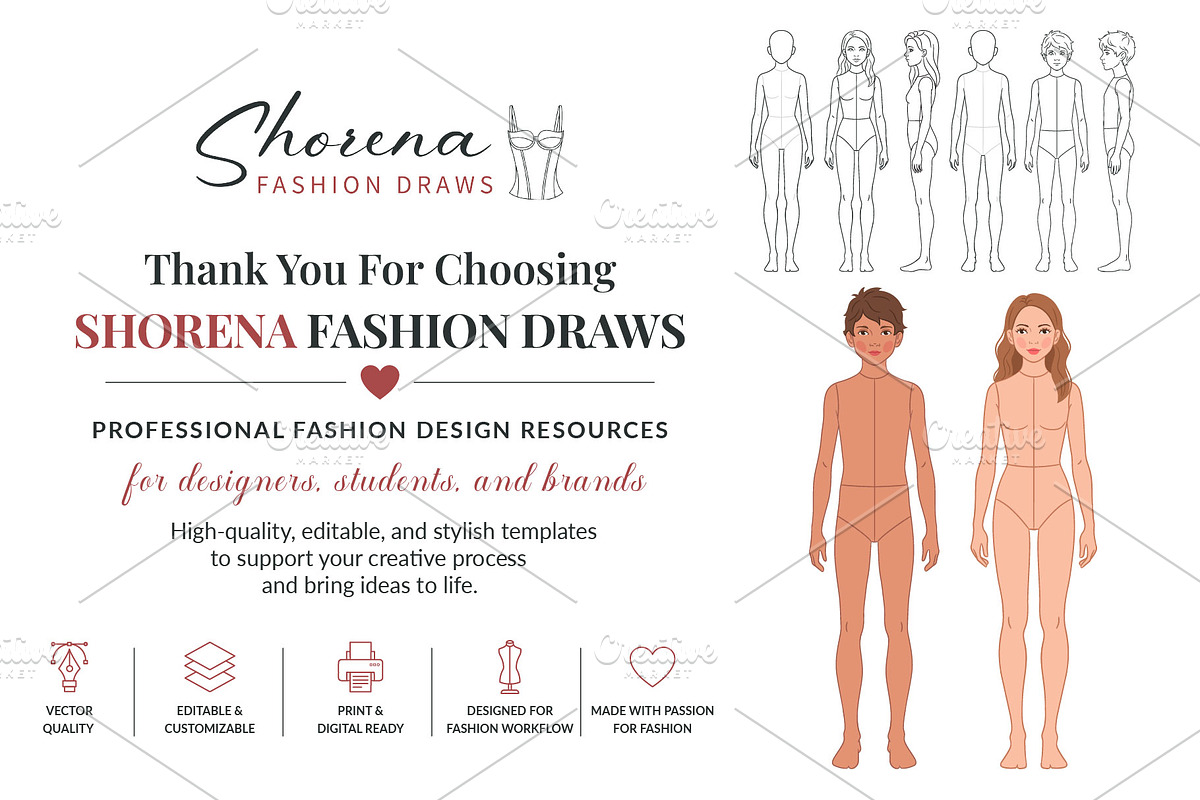 Preteen Fashion Croquis Bundle, a Person Illustration by Shorena Fashion Draws (Photo 13 of 13)