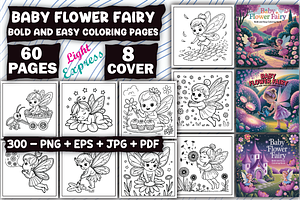 Baby Flower Fairy Coloring Pages, an Illustration by LightExpress