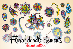 Floral doodle elements