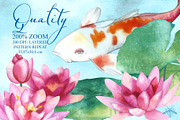 Lily Pond | Watercolor Koi Fish set, a Pattern Graphic by Tanya Vollar (Thumbnail 6 of 10)